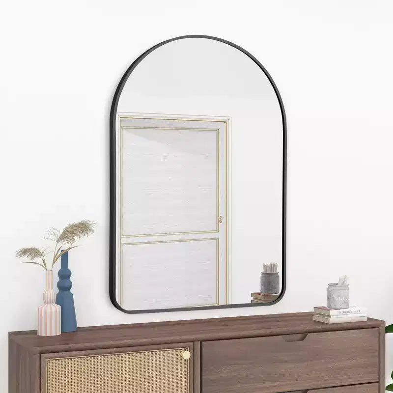 Dovelina Simple Modern Rectangle With Rounded Top Decorative Wall Mirror