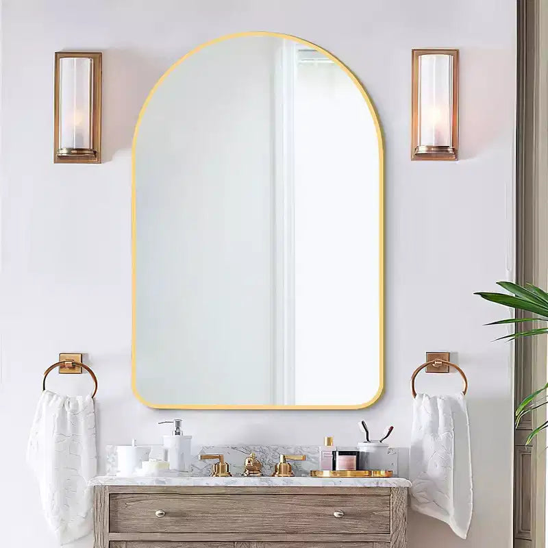 Dovelina Simple Modern Rectangle With Rounded Top Decorative Wall Mirror