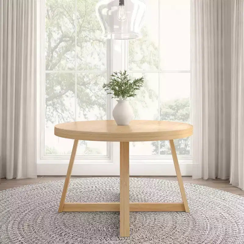 Plank+Beam Round Dining Table, 47 Solid Wood Kitchen Table, Farmhouse Table for 4