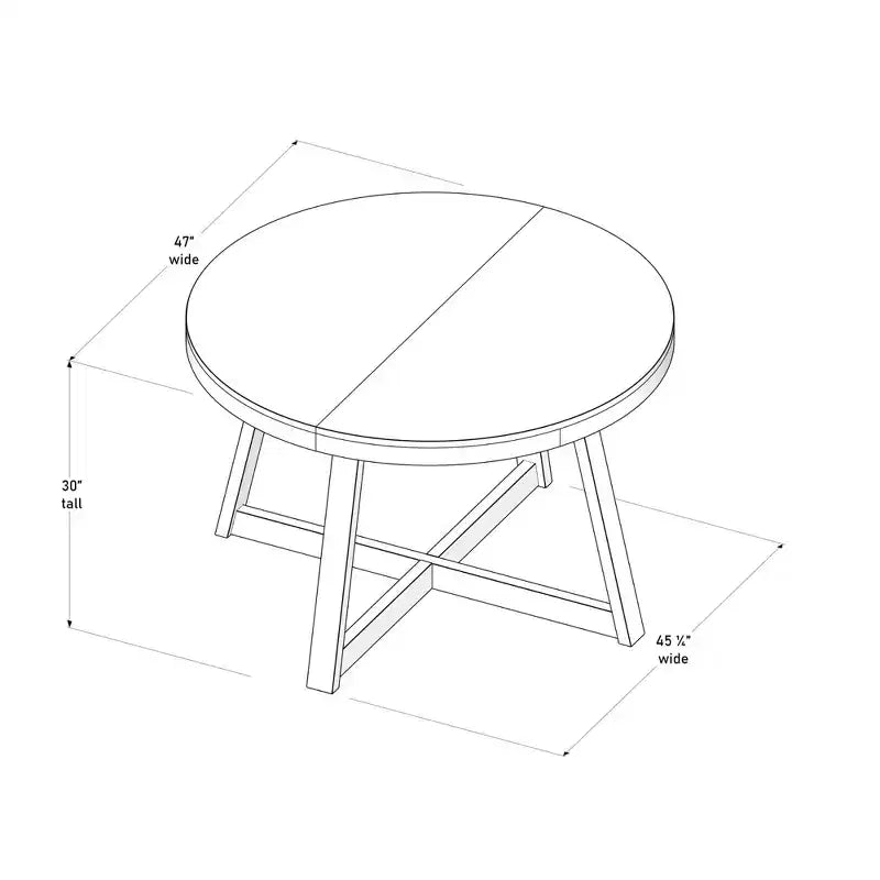 Plank+Beam Round Dining Table, 47 Solid Wood Kitchen Table, Farmhouse Table for 4