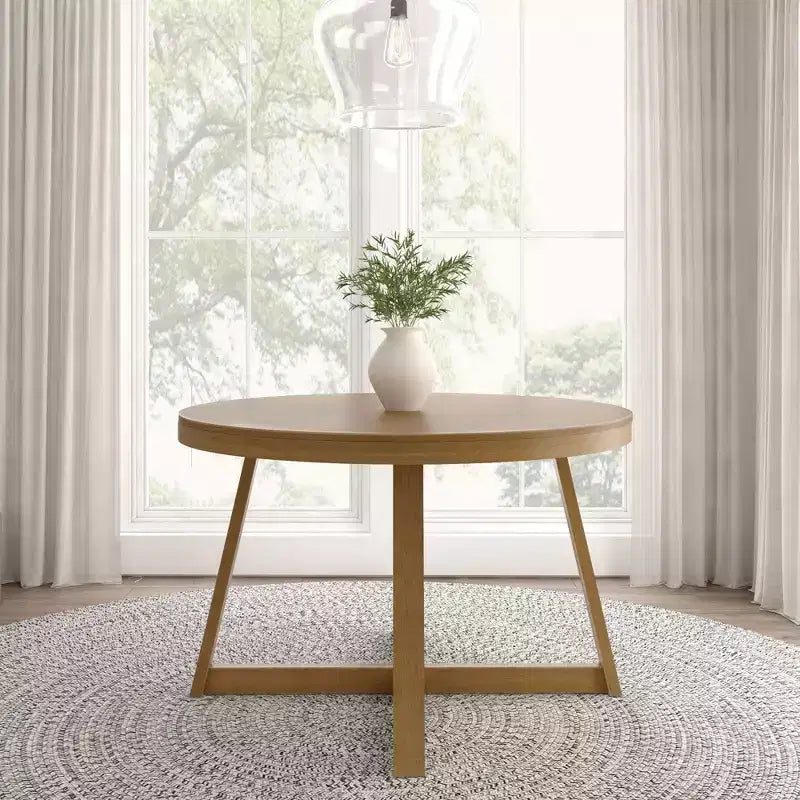 Plank+Beam Round Dining Table, 47 Solid Wood Kitchen Table, Farmhouse Table for 4