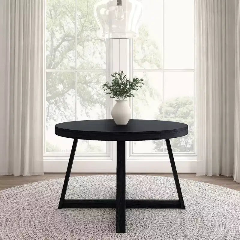 Plank+Beam Round Dining Table, 47 Solid Wood Kitchen Table, Farmhouse Table for 4
