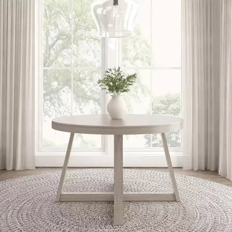 Plank+Beam Round Dining Table, 47 Solid Wood Kitchen Table, Farmhouse Table for 4