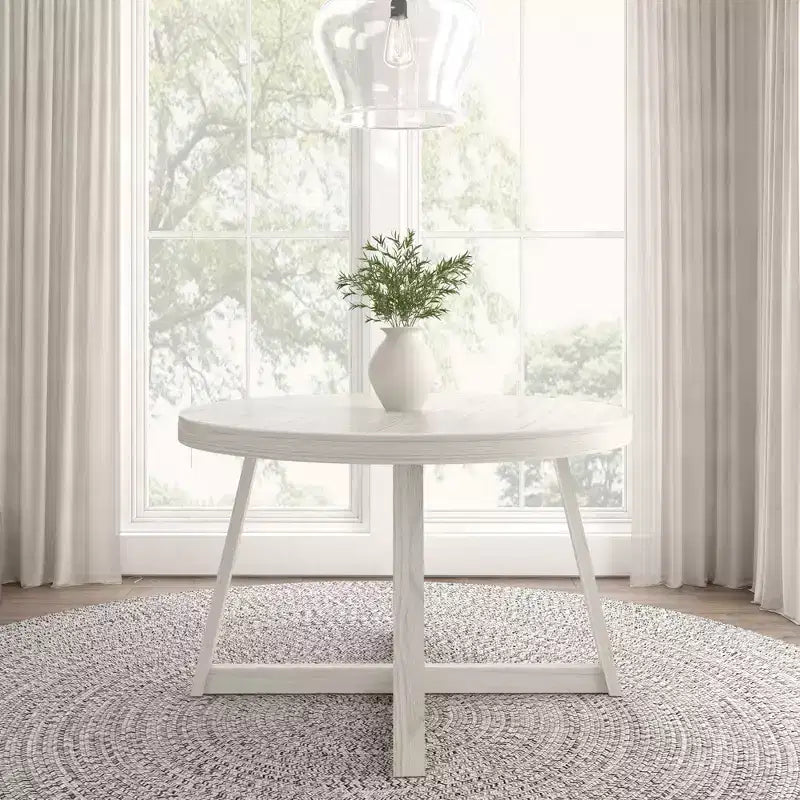 Plank+Beam Round Dining Table, 47 Solid Wood Kitchen Table, Farmhouse Table for 4