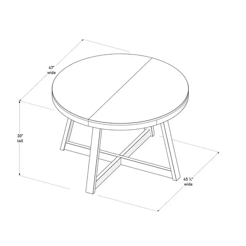 Plank+Beam Round Dining Table, 47 Solid Wood Kitchen Table, Farmhouse Table for 4