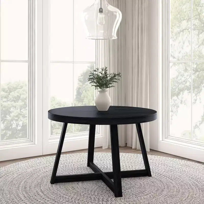 Plank+Beam Round Dining Table, 47 Solid Wood Kitchen Table, Farmhouse Table for 4