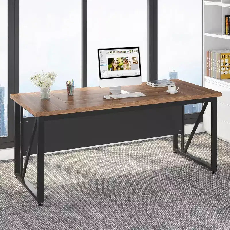 Lantine 55 inches Simple Computer Desk, Home Office Desk Writing Table for Workstation