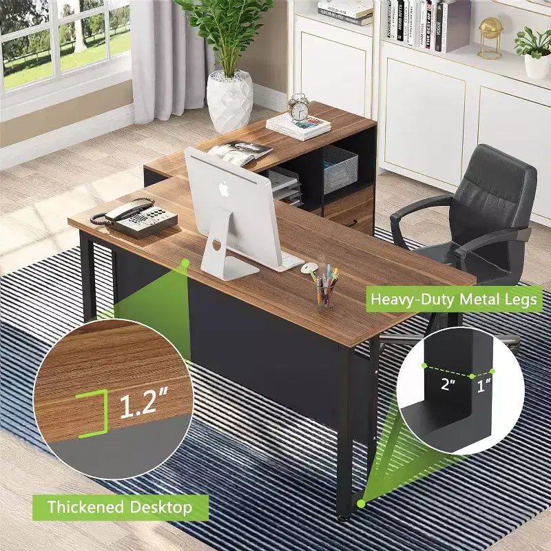 Lantine 55 inches Simple Computer Desk, Home Office Desk Writing Table for Workstation