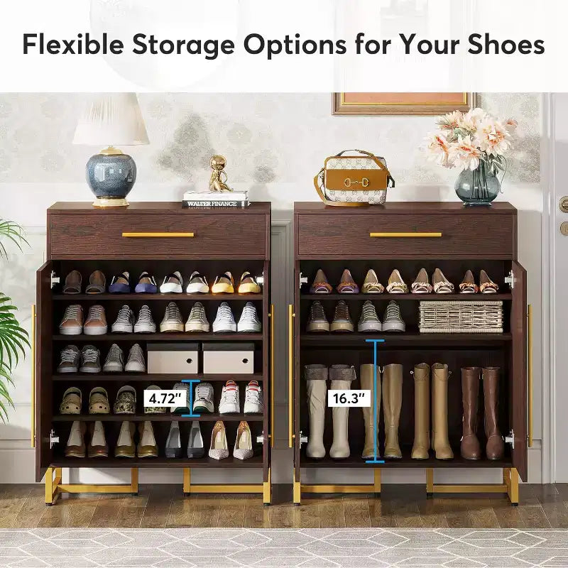 Tribesigns Shoe Cabinet with Doors, Modern Shoe Rack with Drawer
