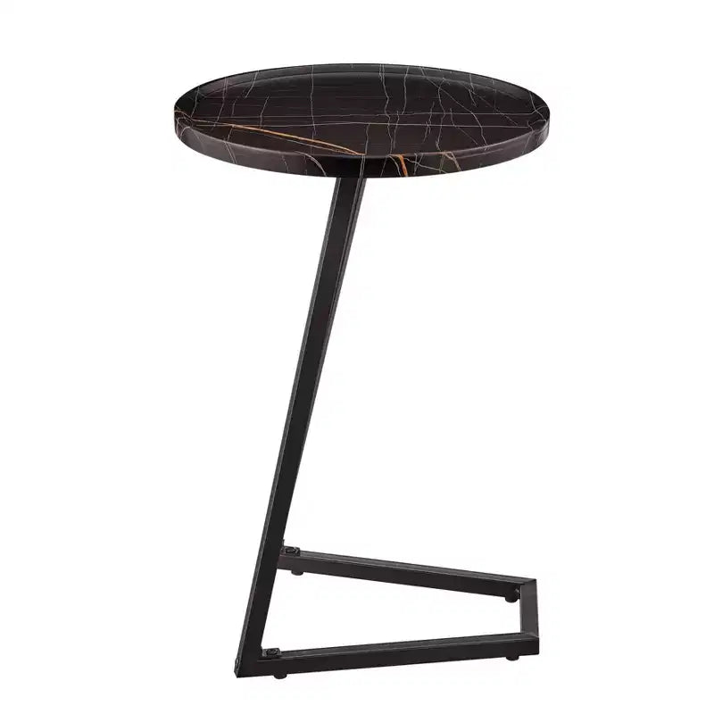 Danya B. 23,3x15,75 Table d'appoint de canapé ronde Addison avec pied piédestal en métal moderne