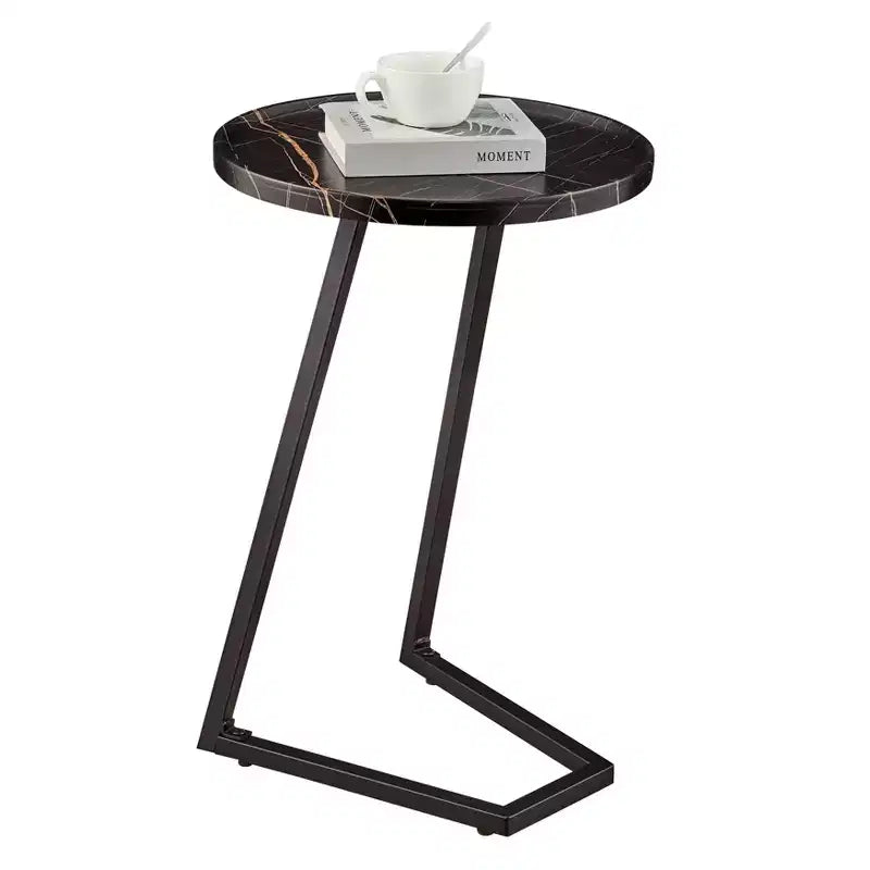 Danya B. 23,3x15,75 Table d'appoint de canapé ronde Addison avec pied piédestal en métal moderne