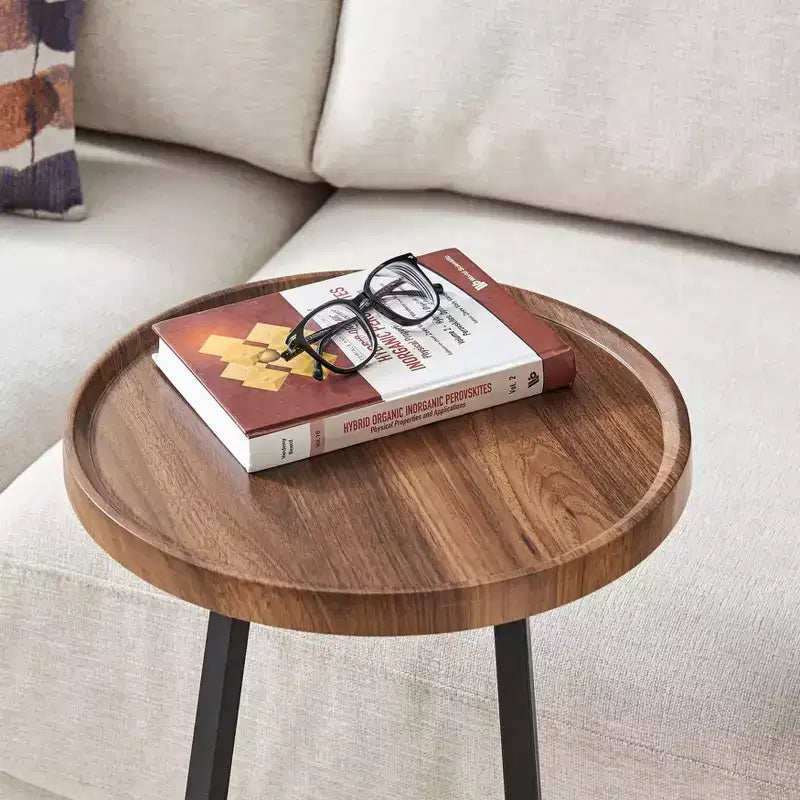 Danya B. 23,3x15,75 Table d'appoint de canapé ronde Addison avec pied piédestal en métal moderne