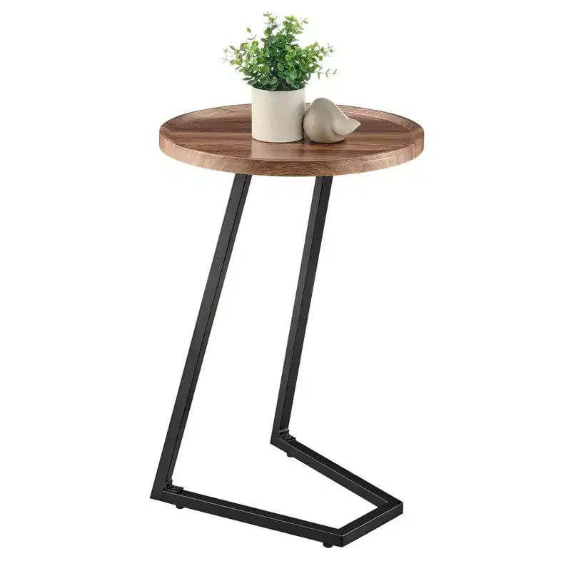 Danya B. 23,3x15,75 Table d'appoint de canapé ronde Addison avec pied piédestal en métal moderne