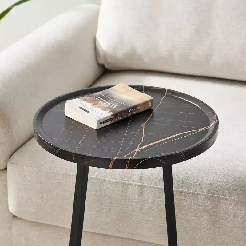 Danya B. 23,3x15,75 Table d'appoint de canapé ronde Addison avec pied piédestal en métal moderne