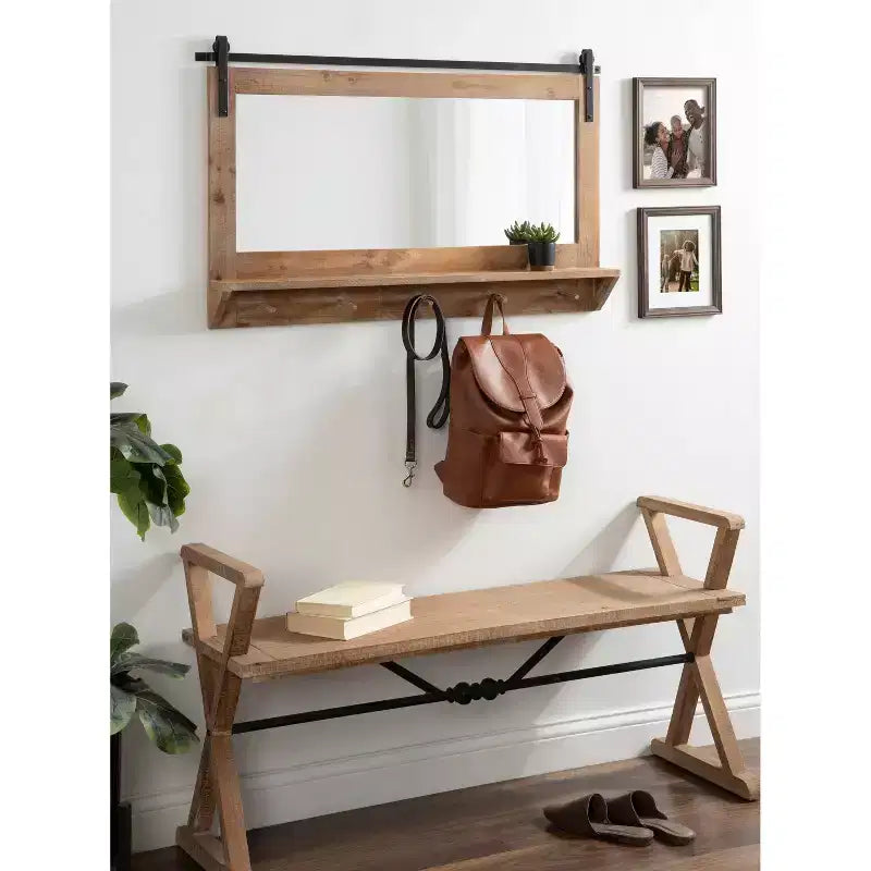 42 x 27 Cates Framed Wall Mirror with Shelf and Hooks - Kate & Laurel All Things Decor