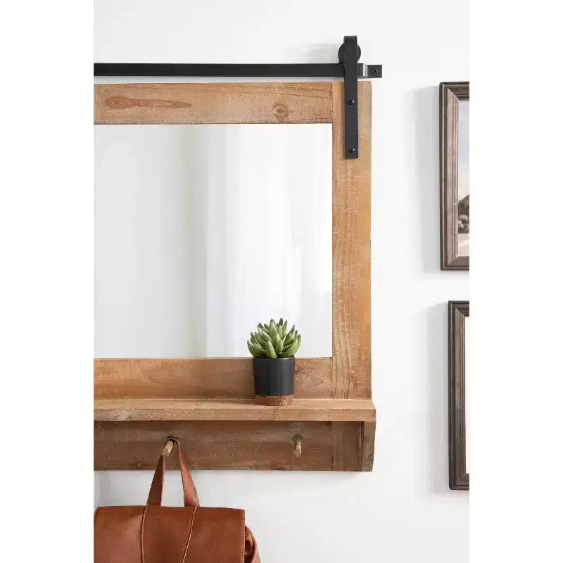 42 x 27 Cates Framed Wall Mirror with Shelf and Hooks - Kate & Laurel All Things Decor