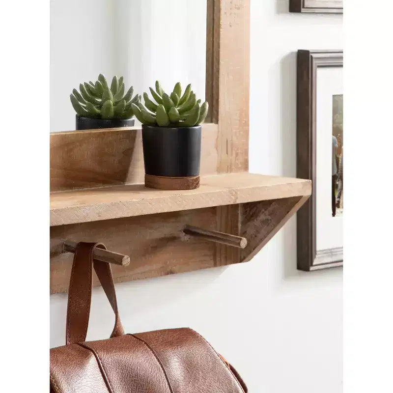 42 x 27 Cates Framed Wall Mirror with Shelf and Hooks - Kate & Laurel All Things Decor