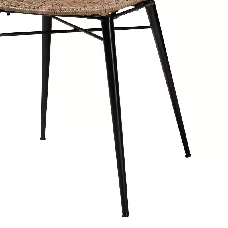 bali & pari Sabelle Lot de chaises de salle à manger Japandi en rotin et métal gris délavé