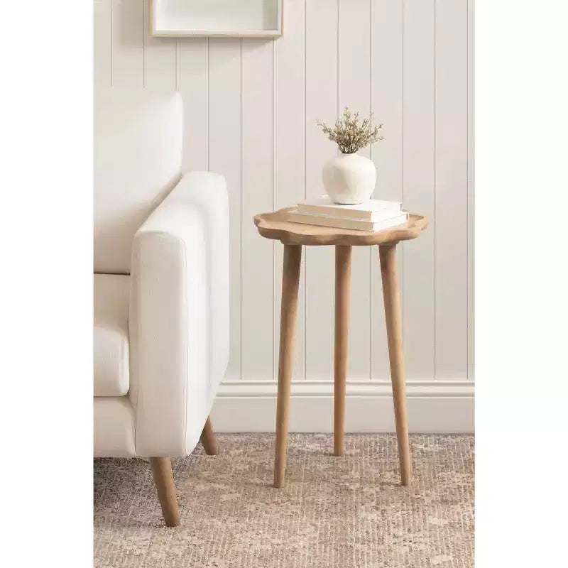 Kate and Laurel Alezar Scallop Wood Side Table