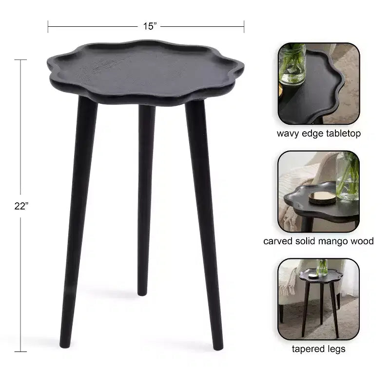 Kate and Laurel Alezar Scallop Wood Side Table