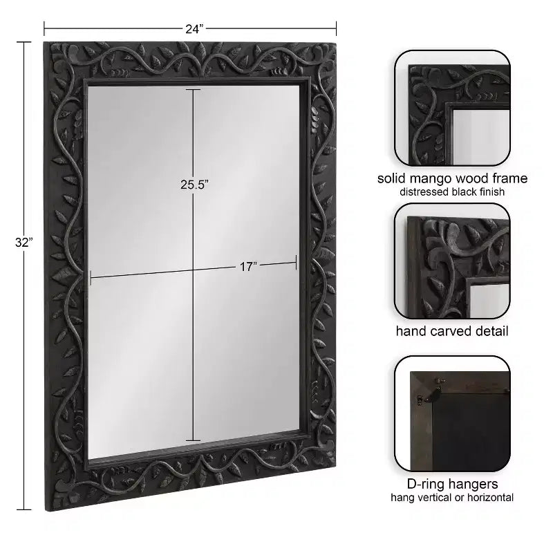 Miroir en bois sculpté Natesa 24x32 par Kate & Laurel All Things Decor