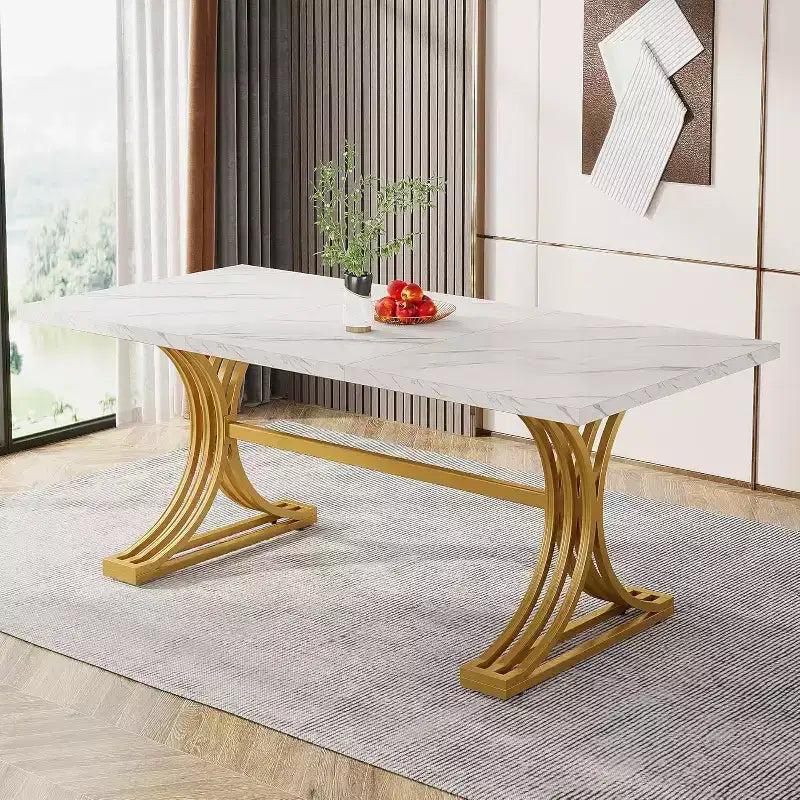 Lantine 63-inch Rectangular Dining Table for 4 to 6, Modern Dinner Table for Dining Room, Kitchen, Living Room