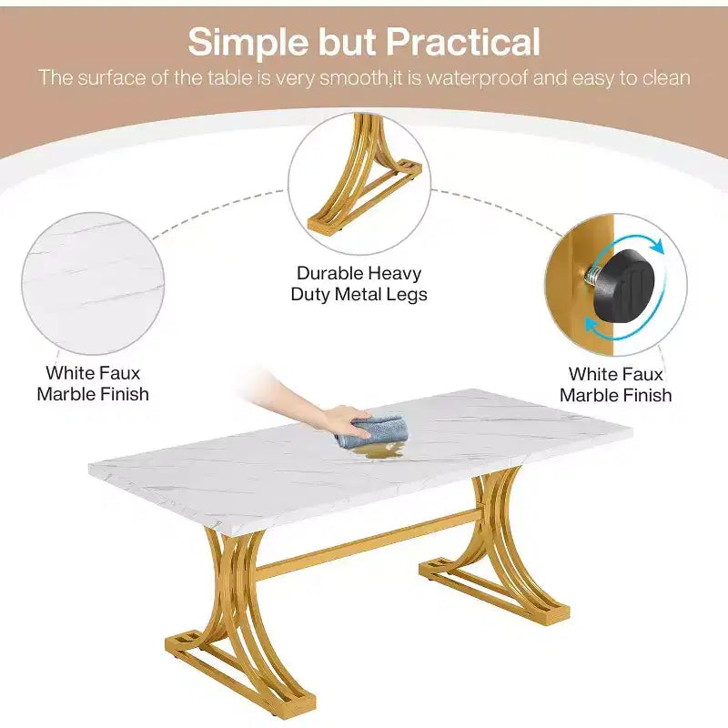 Lantine 63-inch Rectangular Dining Table for 4 to 6, Modern Dinner Table for Dining Room, Kitchen, Living Room