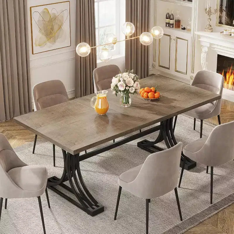 Lantine 63-inch Rectangular Dining Table for 4 to 6, Modern Dinner Table for Dining Room, Kitchen, Living Room