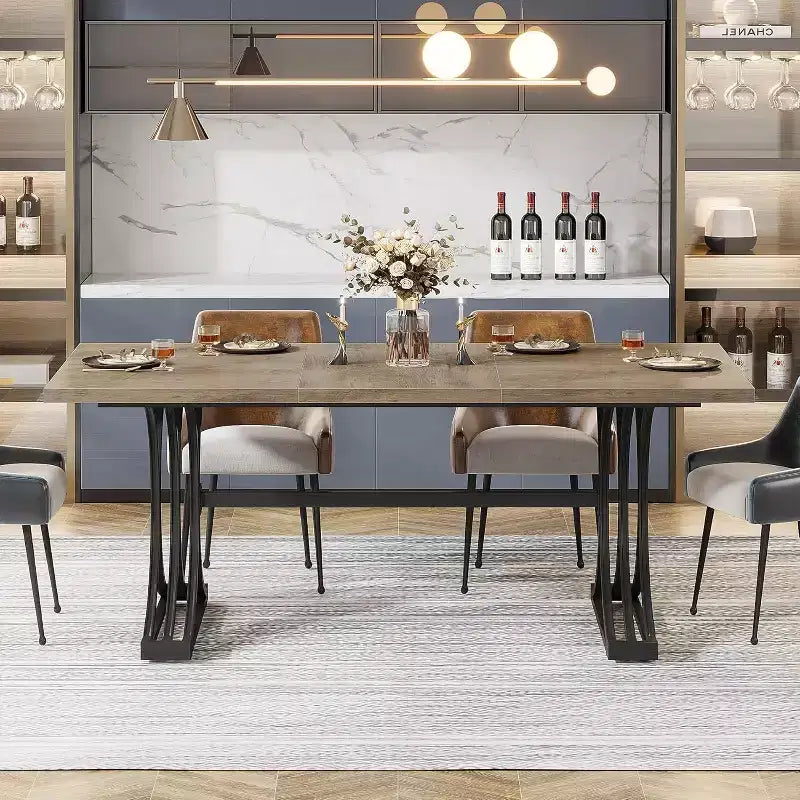 Lantine 63-inch Rectangular Dining Table for 4 to 6, Modern Dinner Table for Dining Room, Kitchen, Living Room