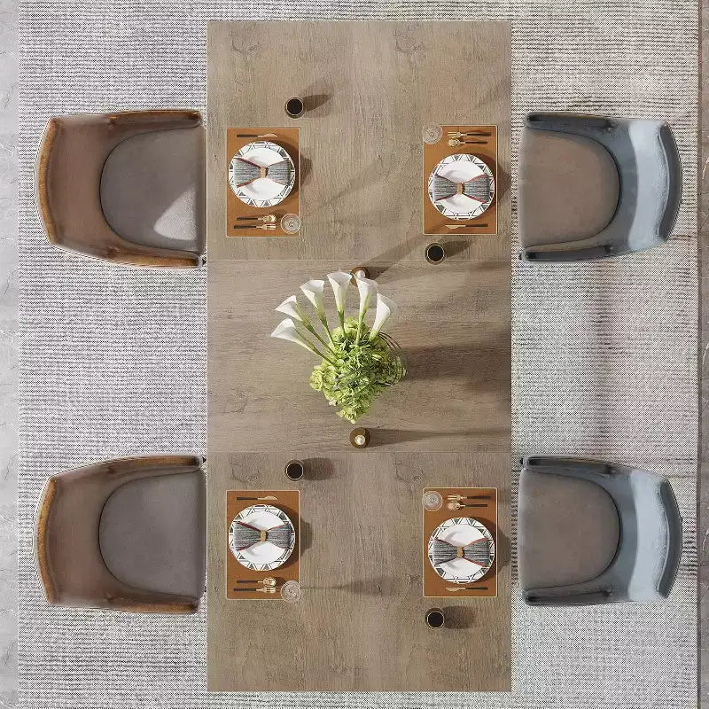 Lantine 63-inch Rectangular Dining Table for 4 to 6, Modern Dinner Table for Dining Room, Kitchen, Living Room