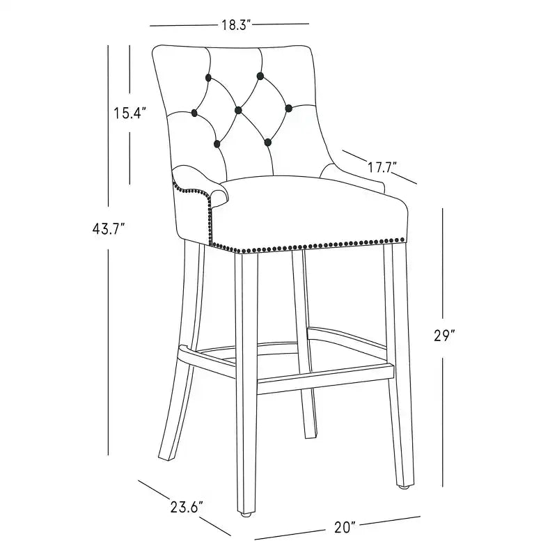 WestinTrends 29 Linen Fabric Tufted Buttons Upholstered Wingback Bar Stool, Brown