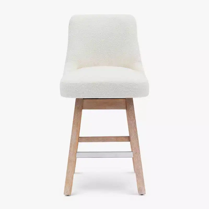 WestinTrends 26 Upholstered Swivel Counter Height Bar Stool, Cream