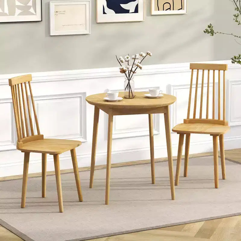 Costway Windsor Chaises de Salle à Manger Lot de 2/4 Chaises de Salle à Manger avec Dossier Haut à Barreaux Naturel