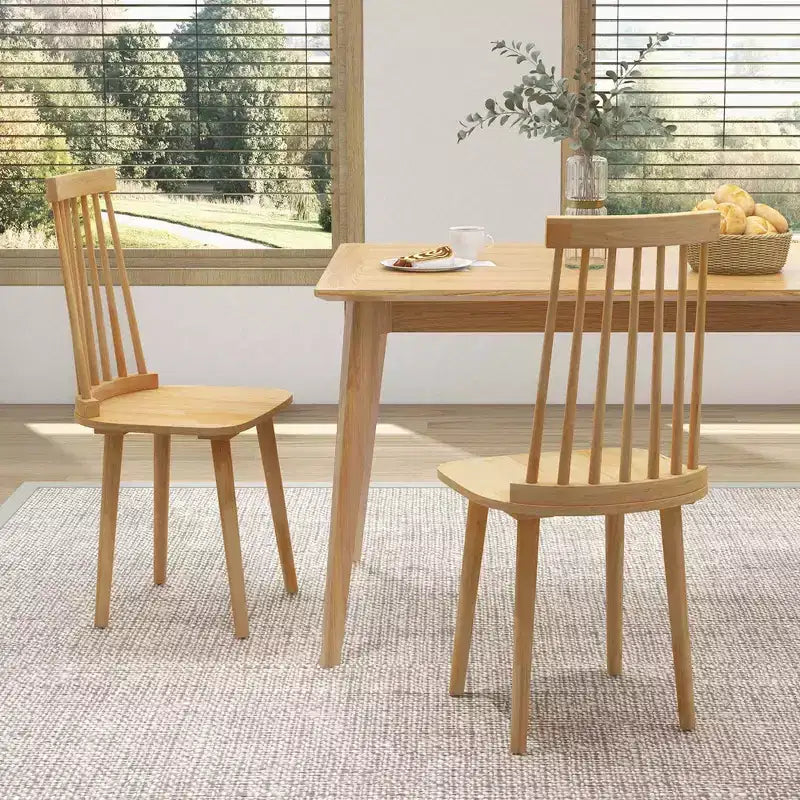 Costway Windsor Chaises de Salle à Manger Lot de 2/4 Chaises de Salle à Manger avec Dossier Haut à Barreaux Naturel