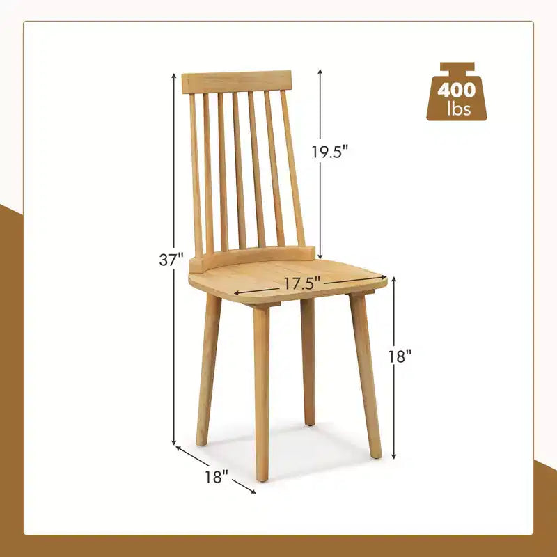 Costway Windsor Chaises de Salle à Manger Lot de 2/4 Chaises de Salle à Manger avec Dossier Haut à Barreaux Naturel