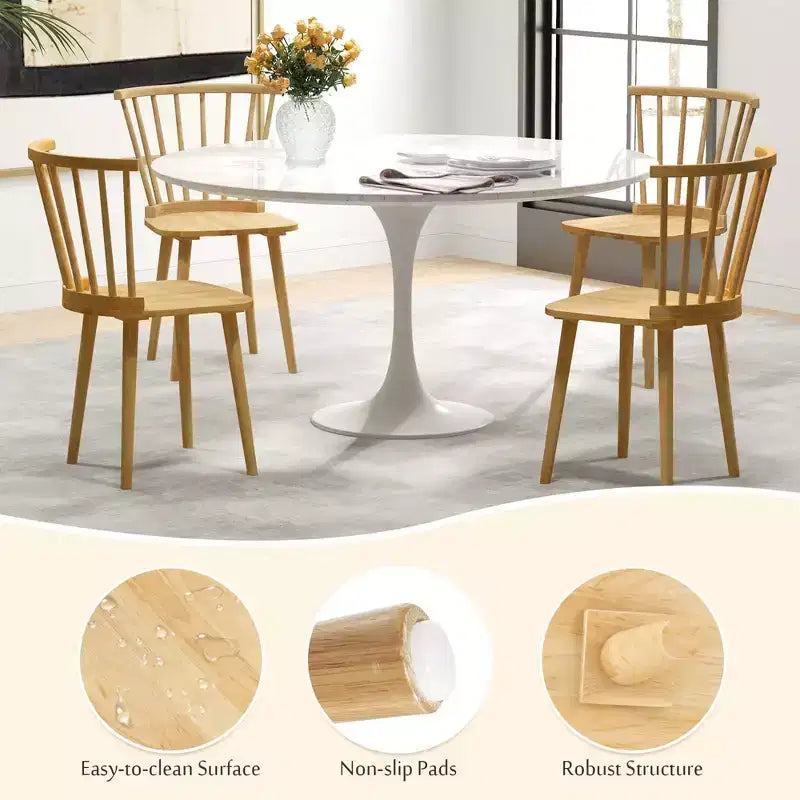 Costway Windsor Chaises de Salle à Manger Lot de 2/4 Chaises de Salle à Manger avec Dossier Haut à Barreaux Naturel