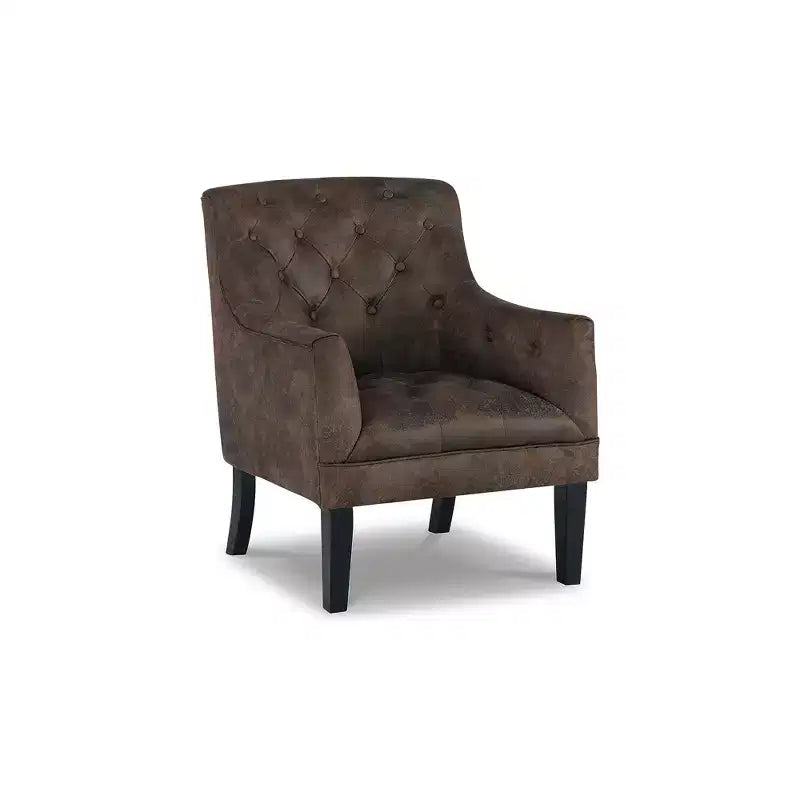 Signature Design by Ashley Drakelle, Fauteuil d'appoint en similicuir d'acajou, Fauteuil capitonné
