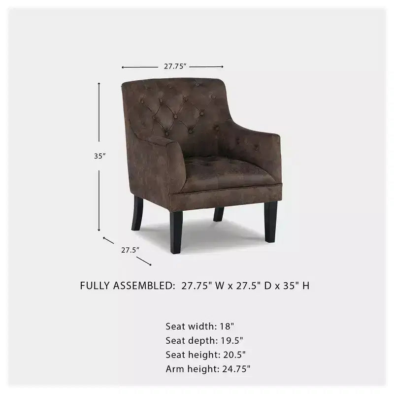 Signature Design by Ashley Drakelle, Fauteuil d'appoint en similicuir d'acajou, Fauteuil capitonné