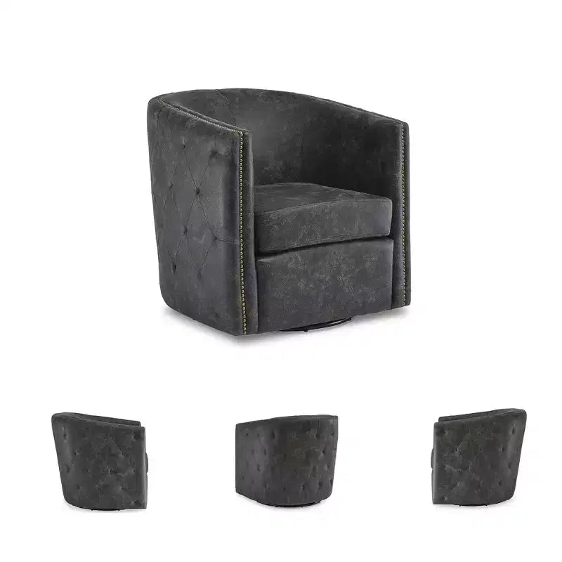 Signature Design by Ashley Casual Brentlow Swivel Accent Chair, Distressed Black