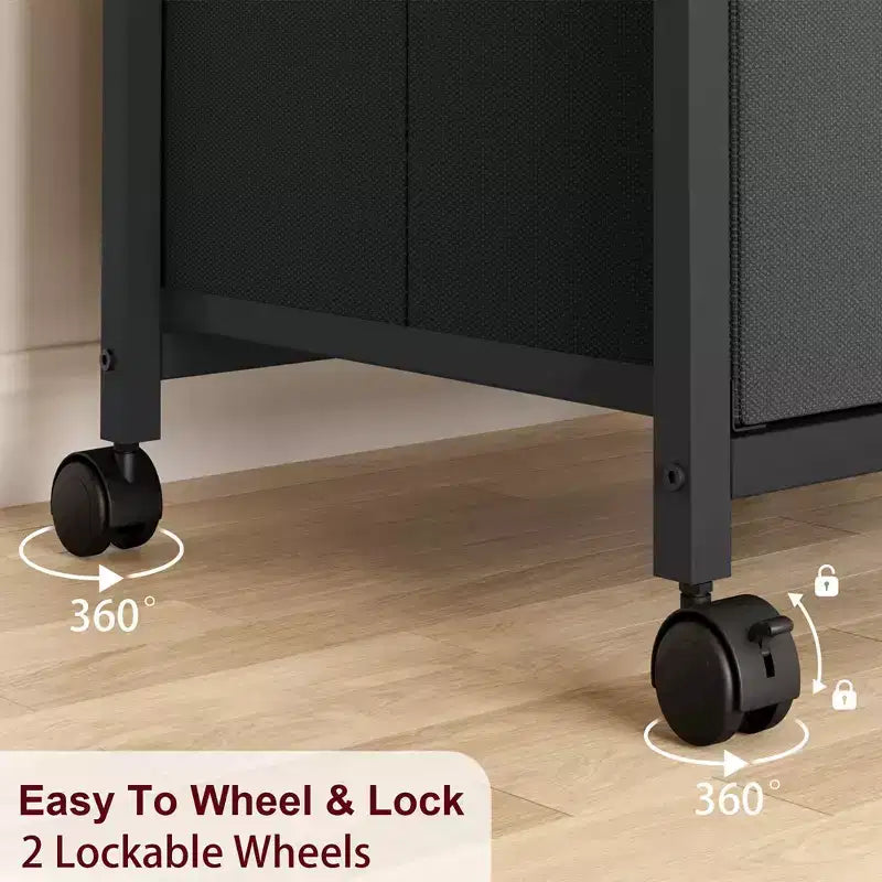 2 Drawer File Cabinet, Fabric Vertical File Cabinet with Wheels, Cabinet for Home Office Fits A4 or Letter Size, Small Under Desk Storage Cabinet
