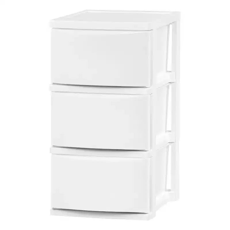 IRIS 3 Drawer Plastic Storage Chests White