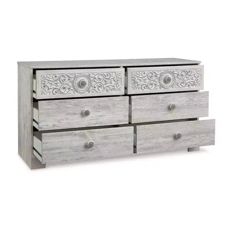 Signature Design by Ashley Casual Paxberry 6 Drawer Dresser, Whitewash