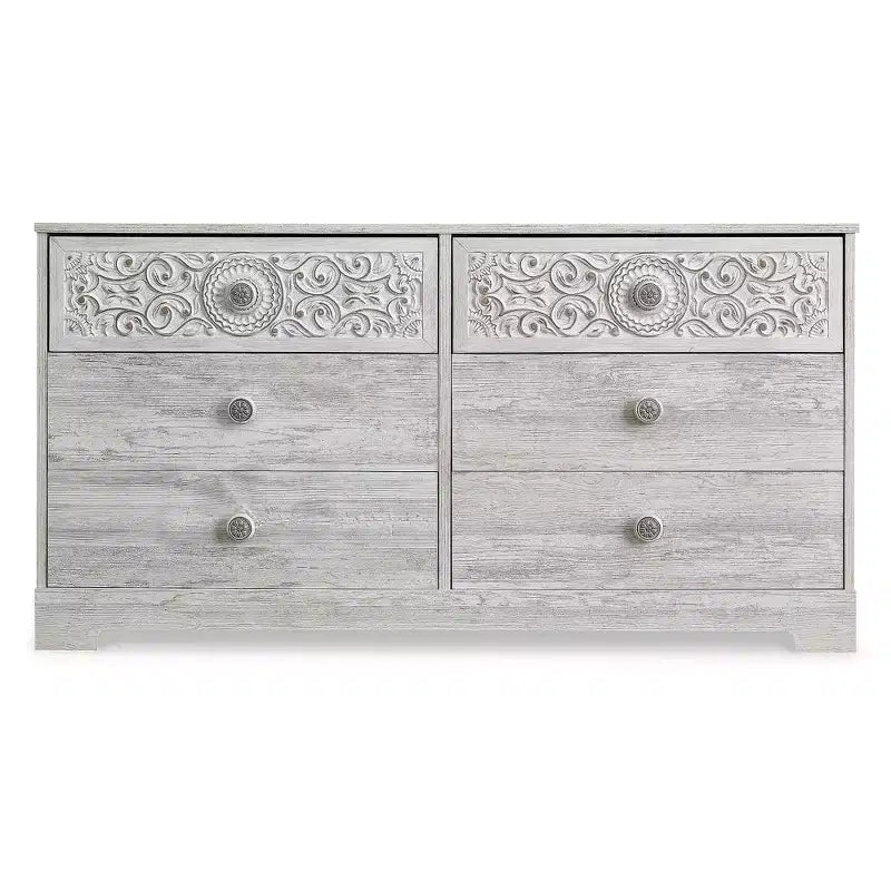 Signature Design by Ashley Casual Paxberry 6 Drawer Dresser, Whitewash