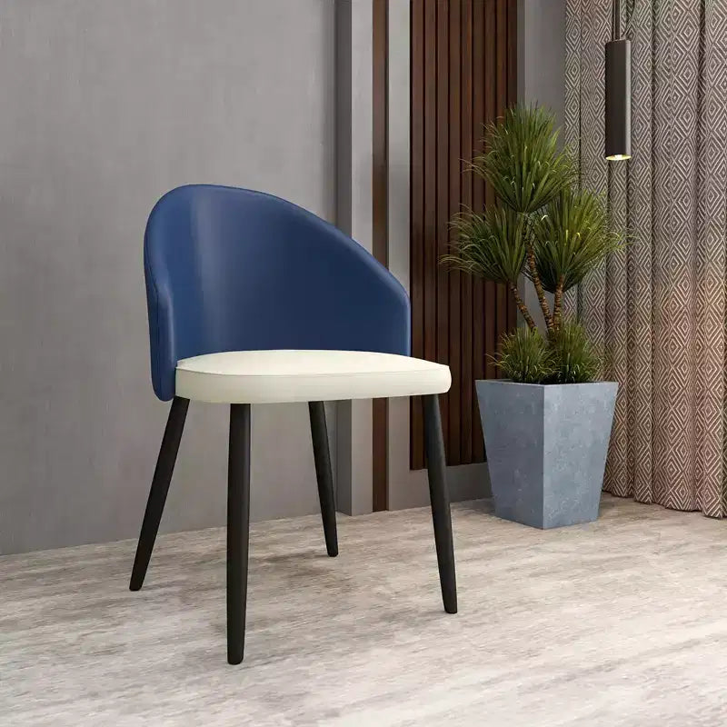 LeisureMod Paradiso Chaise Moderne Rembourrée Dossier Courbé, Pieds en Bois Massif Noir, Chaise d'Appoint Élégante et Confortable pour Salle à Manger, Cuisine et Salon