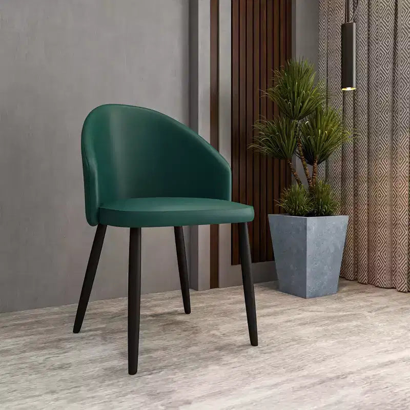 LeisureMod Paradiso Chaise Moderne Rembourrée Dossier Courbé, Pieds en Bois Massif Noir, Chaise d'Appoint Élégante et Confortable pour Salle à Manger, Cuisine et Salon
