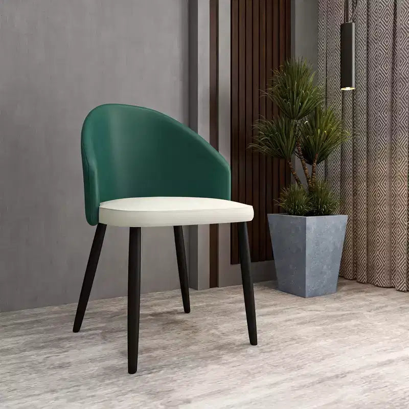 LeisureMod Paradiso Chaise Moderne Rembourrée Dossier Courbé, Pieds en Bois Massif Noir, Chaise d'Appoint Élégante et Confortable pour Salle à Manger, Cuisine et Salon