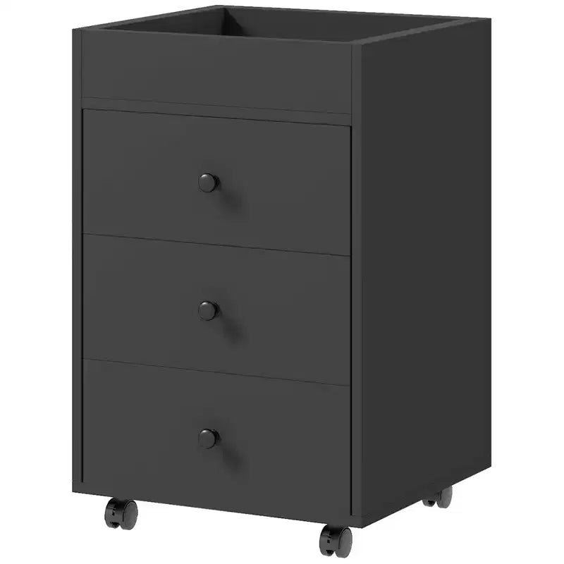 HOMCOM 3 Drawer Vertical File Cabinet, Mobile Filing Cabinet with Removable Tray, Under Desk Printer Stand with Storage for Home Office