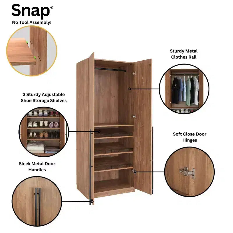 Manhattan Comfort Lee 2 Door and 4 Shelf Wardrobe Closet