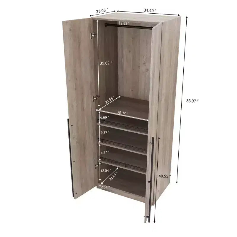 Manhattan Comfort Lee 2 Door and 4 Shelf Wardrobe Closet