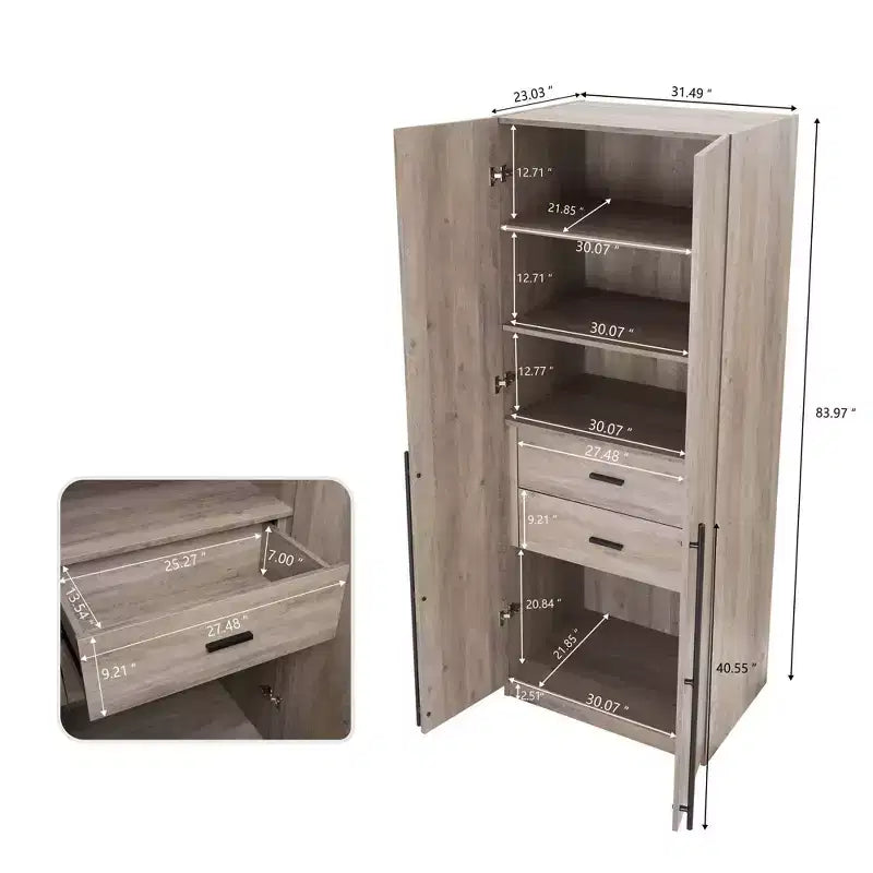 Armoire 2 Portes 5 Étagères Lee Manhattan Comfort